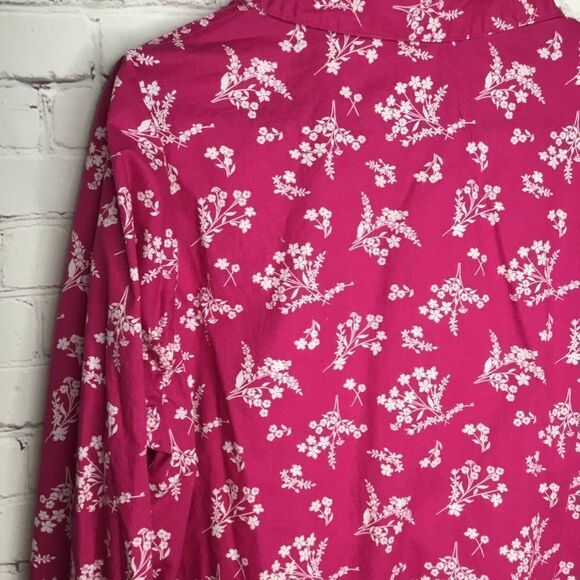 Woman Within Pink Floral Long Sleeve Button Up Shirt Size L 18/20 - Picture 5 of 15